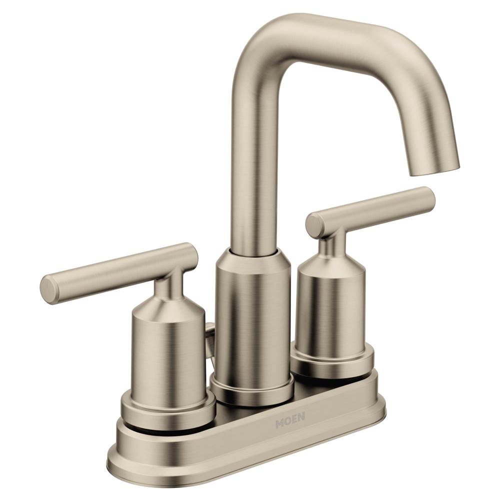 Moen Gibson Two-Handle Centerset High Arc Modern Bathroom Faucet with Drain Assembly, Brushed Nickel