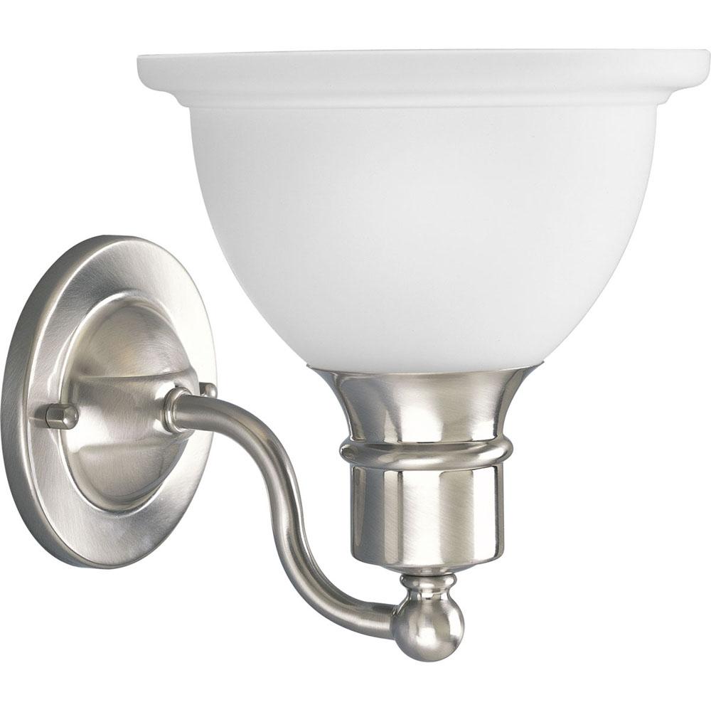 Progress Lighting Madison Collection One-Light Brushed Nickel Etched Glass Traditional Bath Vanity Light